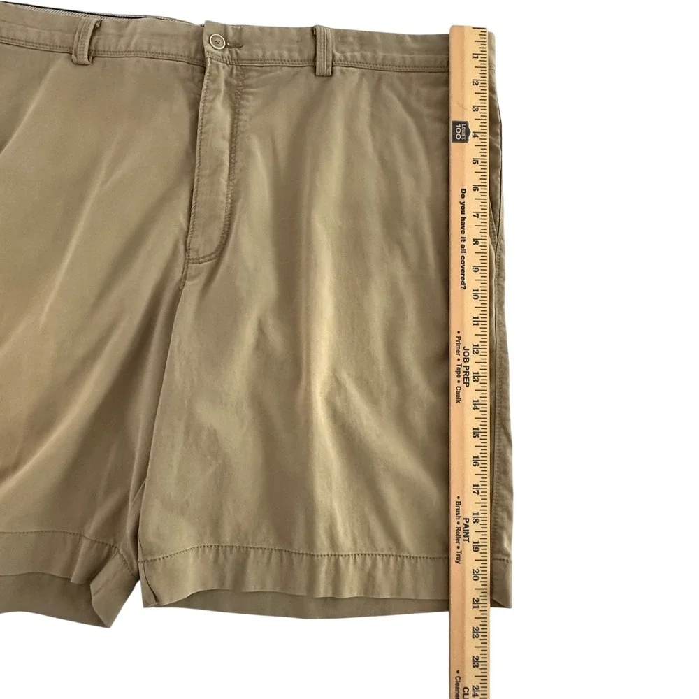 Tommy Bahama Men 42 Khaki Tan Cotton Tencel Stretch Flat Front Chino Shorts 9